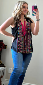 Shop Envi Me Tops and Tunics The Tetons Embroidered Tie Tank