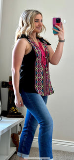 Shop Envi Me Tops and Tunics The Tetons Embroidered Tie Tank