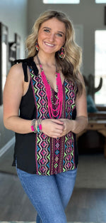 Shop Envi Me Tops and Tunics The Tetons Embroidered Tie Tank