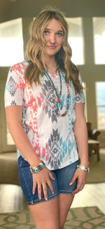 Shop Envi Me Tops and Tunics The Tetons Tribal V Neck Tee