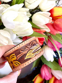 Shop Envi Me Jewelry Leather / Sunflower The Tooled Floral Leather Cuff Bracelet