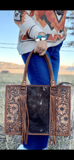 Shop Envi Me Arm Candy Tooled with dark hide The Tooled Hair On Rodeo Secretary Bag