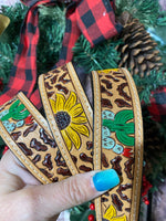 Shop Envi Me Cheetah Cactus Sunflower The Tooled & Painted Leather Purse Straps