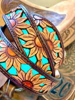 Shop Envi Me Dyed Turquoise Cut Out Flower The Tooled & Painted Leather Purse Straps