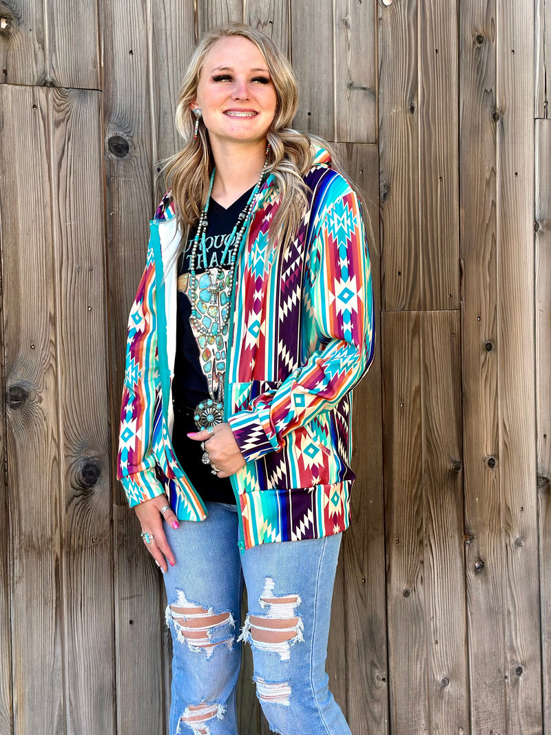 Shop Envi Me Cardigans and Kimonos The Toscana Tribal Zip Up Hoodie