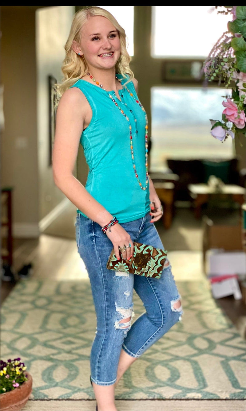 Shop Envi Me Tops and Tunics The Trinidad Turquoise Tank Top