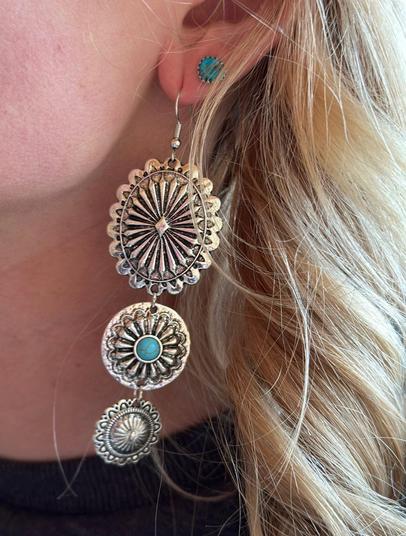 Shop Envi Me Earrings Turquoise The Triple Concho Earring With Turquoise