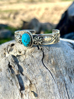 Shop Envi Me Bracelets Silver & Turquoise The Tucson Sterling Silver & Kingman Turquoise (Real) Southwest Cuff Bracelet