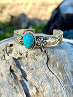 Shop Envi Me Bracelets Silver & Turquoise The Tucson Sterling Silver & Kingman Turquoise (Real) Southwest Cuff Bracelet