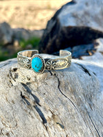 Shop Envi Me Bracelets Silver & Turquoise The Tucson Sterling Silver & Kingman Turquoise (Real) Southwest Cuff Bracelet