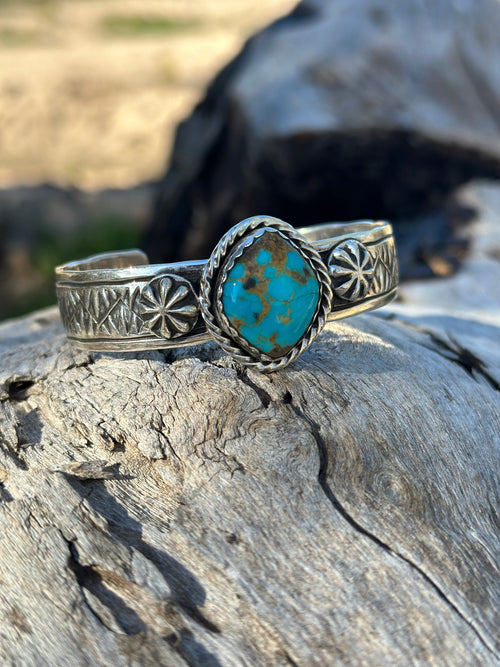 Shop Envi Me Bracelets Silver & Turquoise The Tulum Sterling Silver & Kingman Turquoise (Real) Southwest Cuff Bracelet