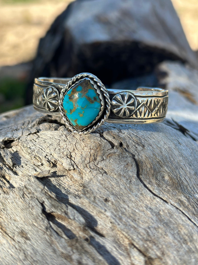 Shop Envi Me Bracelets Silver & Turquoise The Tulum Sterling Silver & Kingman Turquoise (Real) Southwest Cuff Bracelet