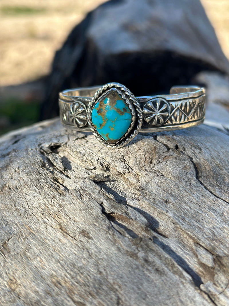 Shop Envi Me Bracelets Silver & Turquoise The Tulum Sterling Silver & Kingman Turquoise (Real) Southwest Cuff Bracelet