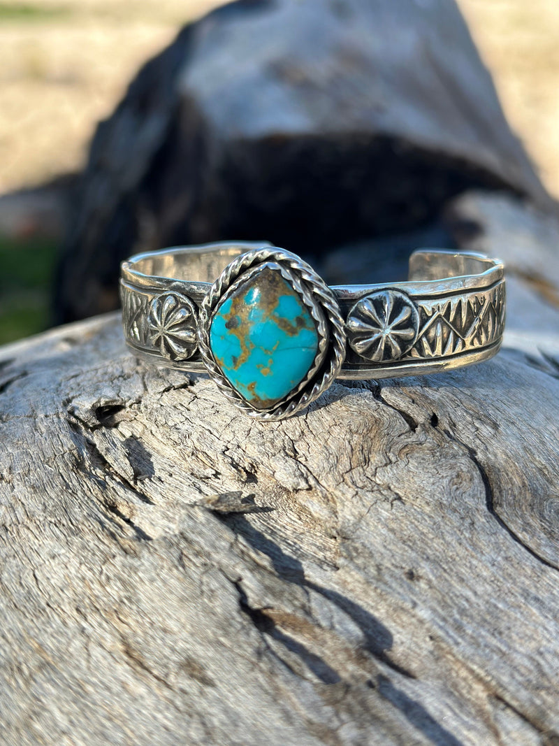 Shop Envi Me Bracelets Silver & Turquoise The Tulum Sterling Silver & Kingman Turquoise (Real) Southwest Cuff Bracelet