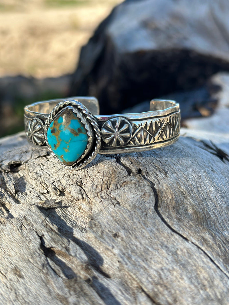 Shop Envi Me Bracelets Silver & Turquoise The Tulum Sterling Silver & Kingman Turquoise (Real) Southwest Cuff Bracelet