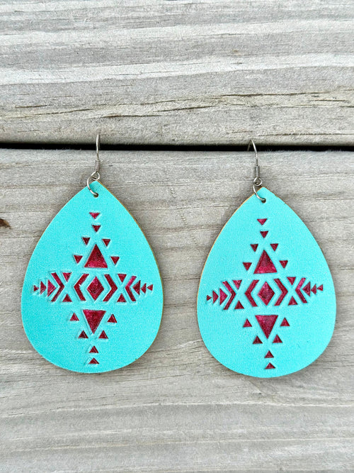 Shop Envi Me Earrings The Turquoise Aztec Teardrop Leather Earring