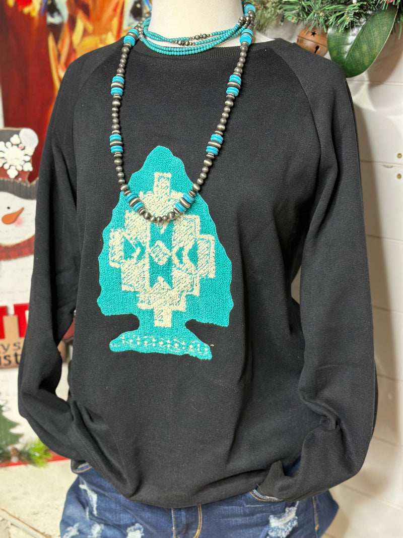 Shop Envi Me It's T-shirt Kinda Day The Turquoise Chenille Arrow Sweatshirt