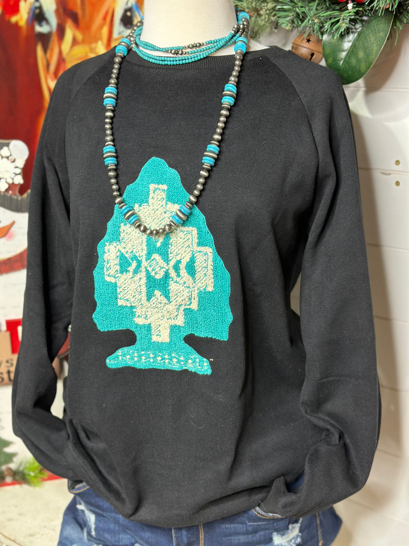 Shop Envi Me It's T-shirt Kinda Day The Turquoise Chenille Arrow Sweatshirt