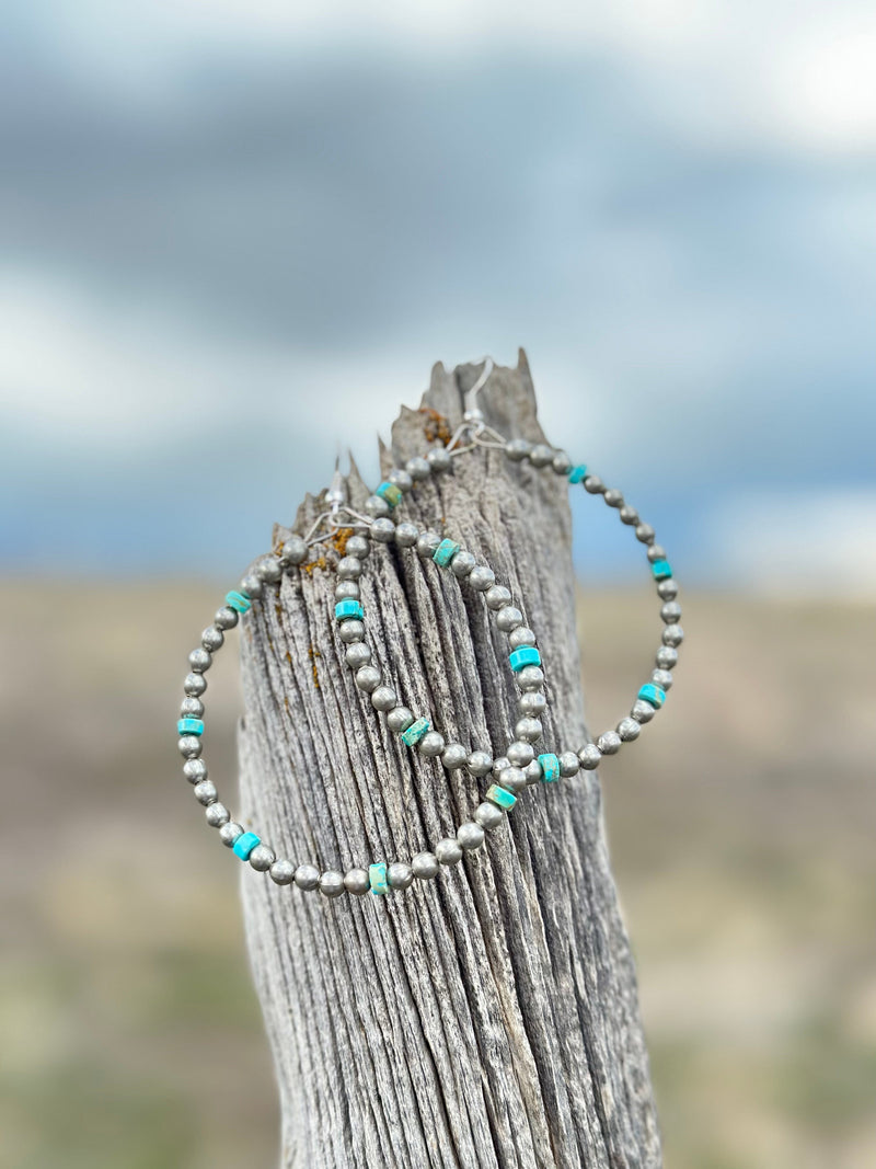 Shop Envi Me Earrings Silver The Turquoise Chip Navajo Pearl Hoop Bead Earring