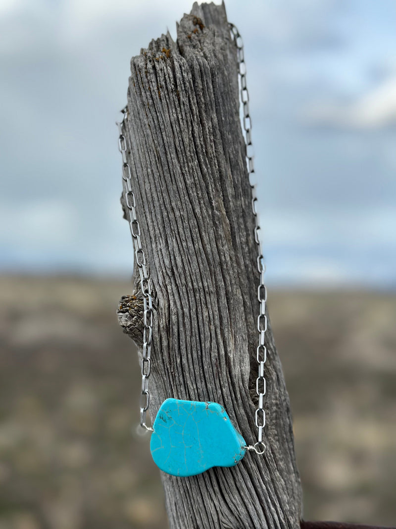 Shop Envi Me Necklaces The Turquoise Chunk Necklace On Paperclip Chain