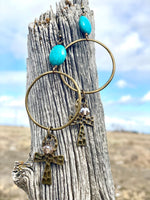 Shop Envi Me Earrings The Turquoise Cross Crystal Hoop Earrings