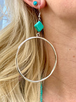 Shop Envi Me Earrings Turquoise The Turquoise Diamond Drop Hoop Earrings