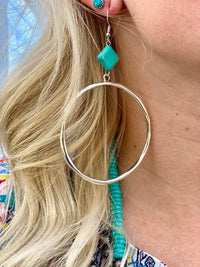 Shop Envi Me Earrings Turquoise The Turquoise Diamond Drop Hoop Earrings