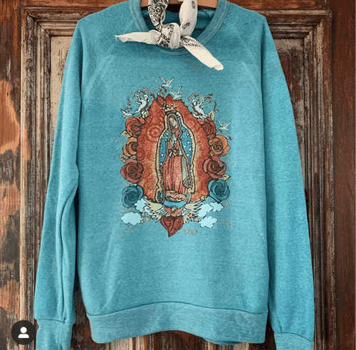 Shop Envi Me Tops The Turquoise Lady Of Guadeloupe Sweatshirt