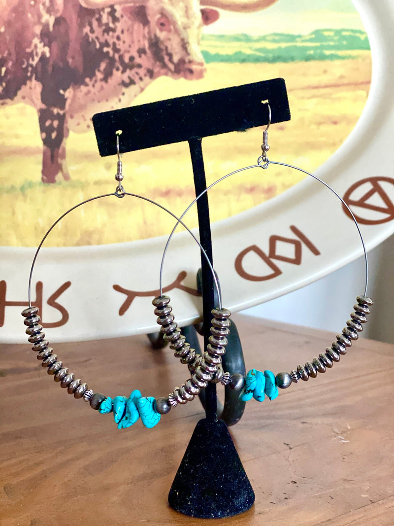 Shop Envi Me Earrings Turquoise The Turquoise Navajo Pearl Hoop Earrings