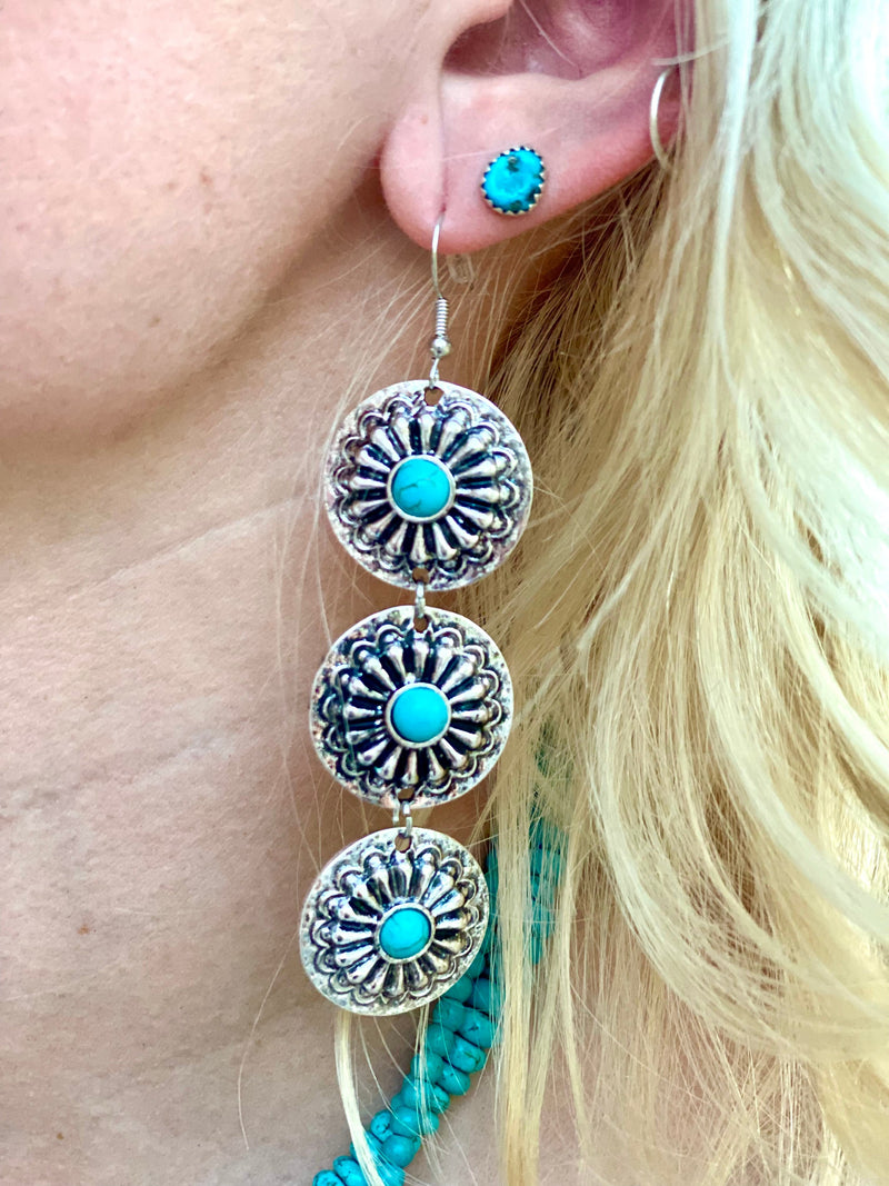 Shop Envi Me Earrings Turquoise The Turquoise Stone Triple Concho Earring