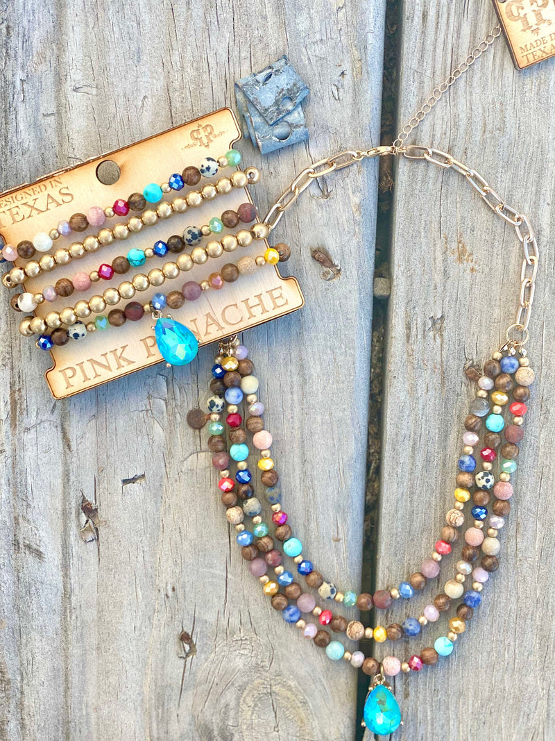 Shop Envi Me Jewelry Bracelet & Necklace Set / Multi The Turquoise Summer Turquoise Panache Necklace & Earring Set