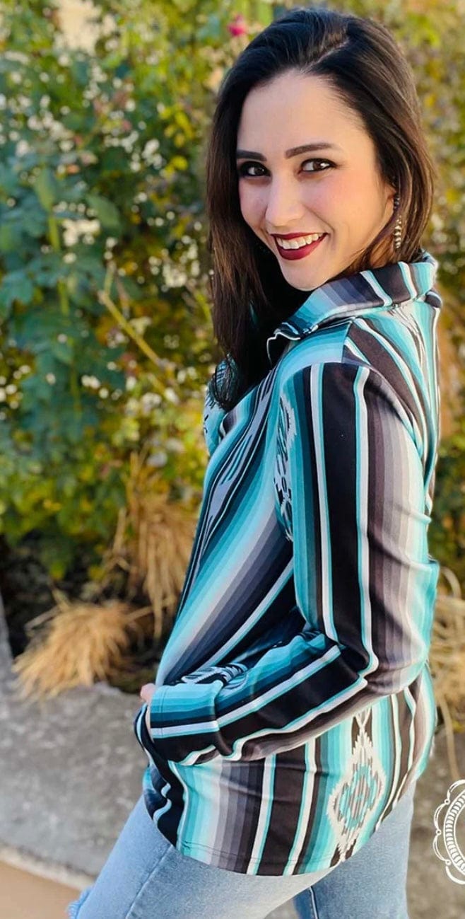 Shop Envi Me Tops and Tunics The Turquoise Tulsa Tribal Half Zip Pullover