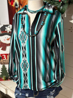 Shop Envi Me Tops and Tunics The Turquoise Tulsa Tribal Half Zip Pullover