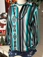 Shop Envi Me Tops and Tunics The Turquoise Tulsa Tribal Half Zip Pullover