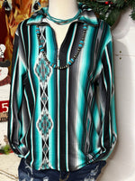 Shop Envi Me Tops and Tunics The Turquoise Tulsa Tribal Half Zip Pullover