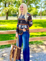 Shop Envi Me Cardigans and Kimonos The West of Fall Buckstitch Cheetah Cow Print Top