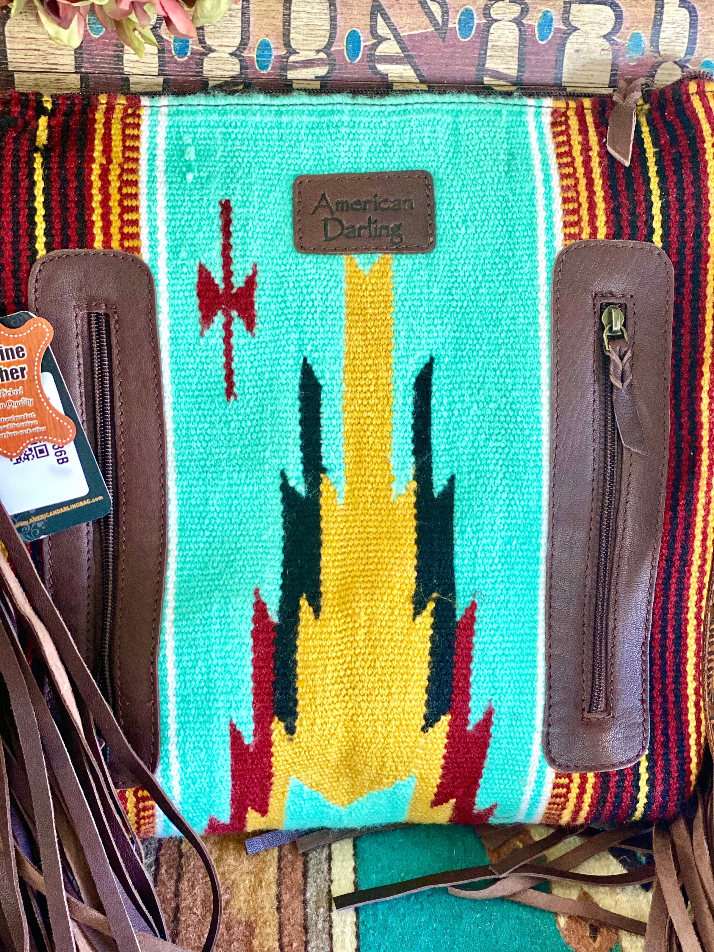 Big Turquoise Fringe Purse