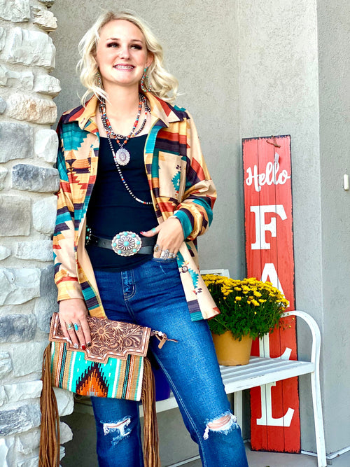 Shop Envi Me Cardigans and Kimonos The West of Guadeloupe Aztec Shacket