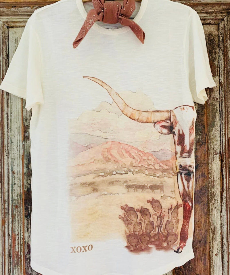 Shop Envi Me Tops and Tunics The Wild High Desert Longhorn Rocker Tee